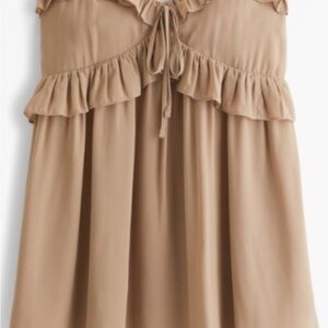 Abercrombie & Fitch Tan Ruffled Babydoll Mini Dress